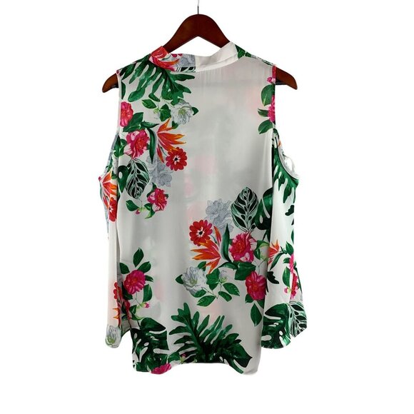 Vince Camuto Cold Shoulder Floral Blouse S Polyester Womens Top Made In China Mu - Picture 2 of 7